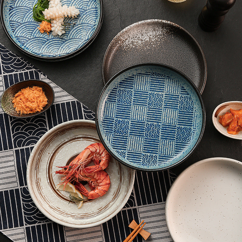 Japanese retro creative restaurant hotel rimmed ceramic western dinner plate deep plate steak plate classic stylish serving plate