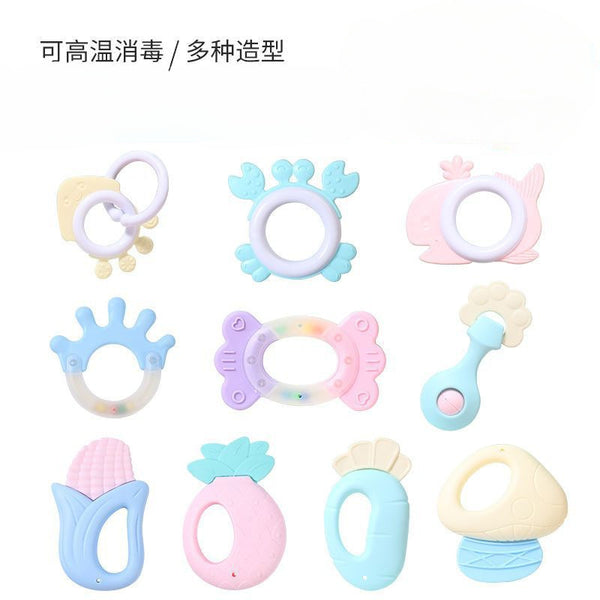 Cross-border baby birth gift can be boiled toothpaste 0-12 months boy and girl baby grasp hand rattle pedal piano pendant