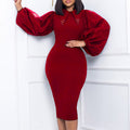D307 european and american style women's spring/autumn long sleeve plus size bodycon beaded mesh panel commuter pencil skirt foreign trade dress