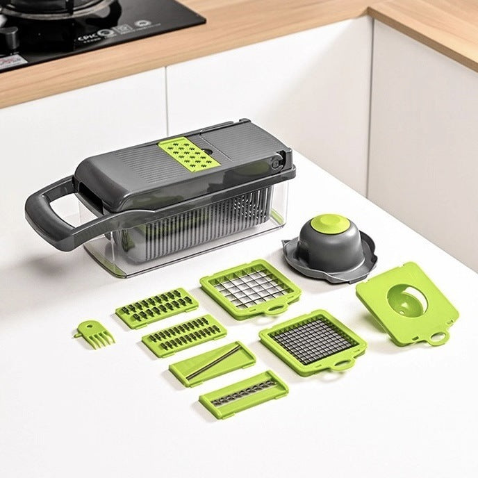Kitchen vegetable slicer, dicer, and shredder - multifunctional mandoline for home use - carrot, onion, and dicing tool - prep workstation for home and restaurant use