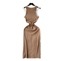 Sense of designfake two-piecedressfemale heart-cut cut outhalter round neck sleeveless knitting hip-covering hot girl skirt