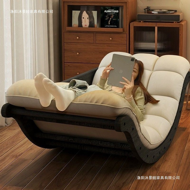 Multifunctional moon rocking chair retro lazy sofa living room balcony for home casual lunch break recliner