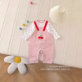 Autumn cherry two-piece overalls set - girls' outfit, new cartoon style, korean fashion, cute baby