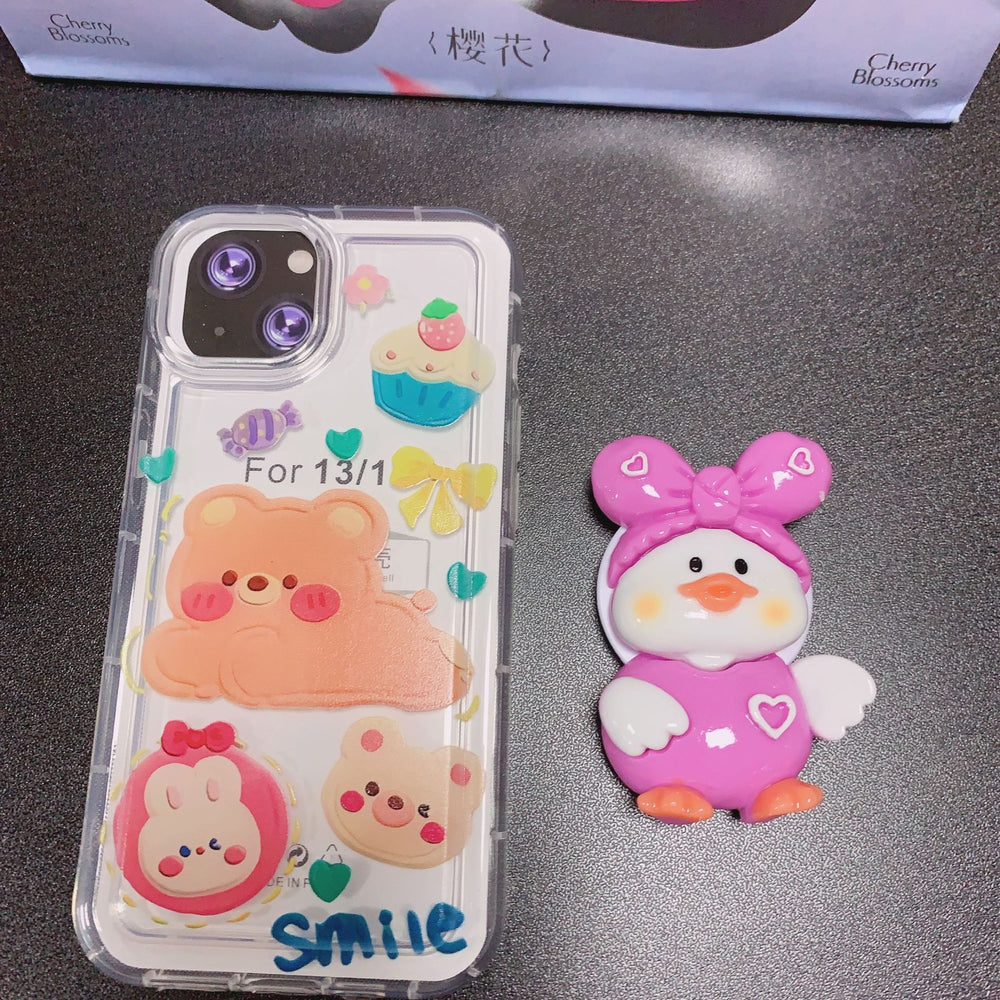 Cartoon cinnamon dog stand creative lazy airbag telescopic lollipop stand epoxy mobile phone desktop stand