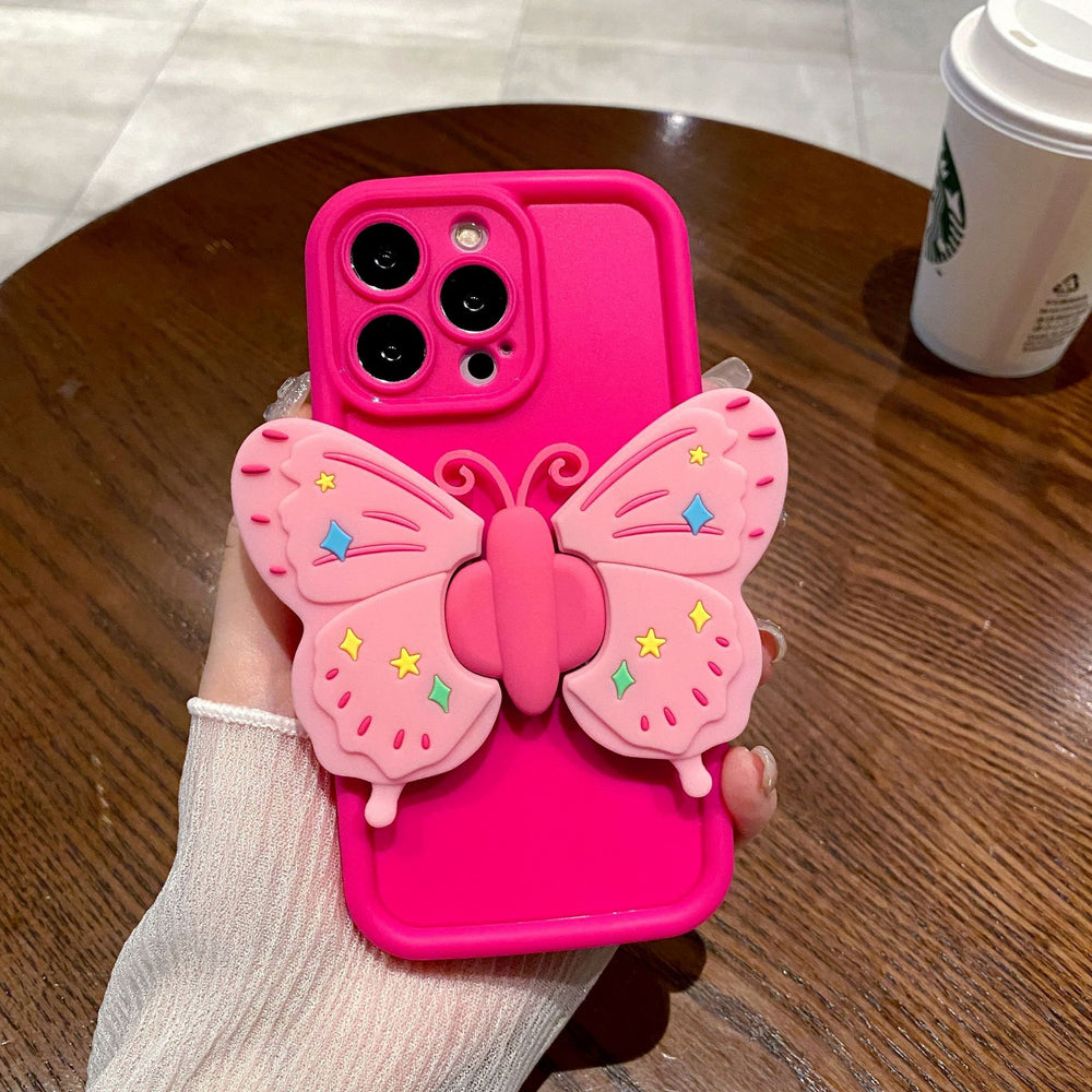 "sky eye" frame compatible with apple 16 pro folding butterfly stand phone case, iphone 11/12 solid color protective cover