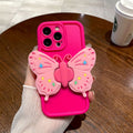 "sky eye" frame compatible with apple 16 pro folding butterfly stand phone case, iphone 11/12 solid color protective cover