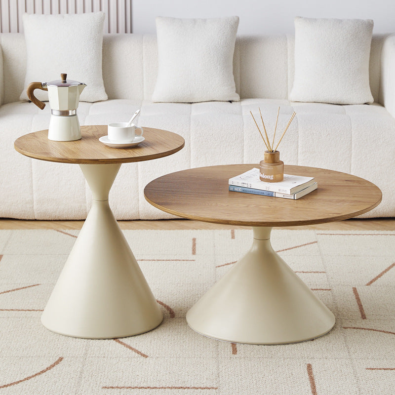 Cream style carbon steel coffee table for homenormcore living room small apartment modern casualclassy round movable side table