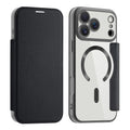 Premium gold shield magnetic leather case for iphone 17 pro max, apple 16 flip cover, full coverage, drop protection