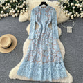 Frenchniche styleaccessible luxury socialiteclassy sense hook flower lacedress women's autum waist slimming lookelegant dress