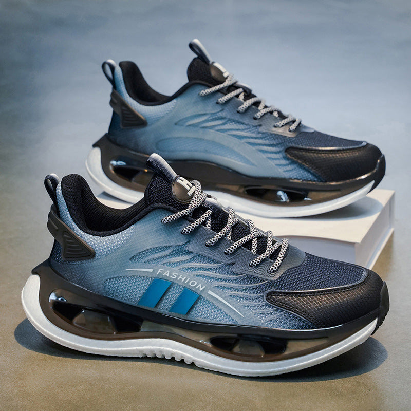 2025 men's winter breathable mesh shoes versatile mesh casual popcorn sneakers running height increasing dad shoes trendy sneakers