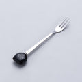 Japanese and korean style creative stainless steel spoon with ceramic handle, stainless steel fruit fork, ice cream scoop, minimalist soup spoon, coffee spoon