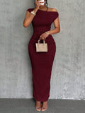 independent station new arrival cross-border cute fashion water ripple oblique shoulder dressin stock