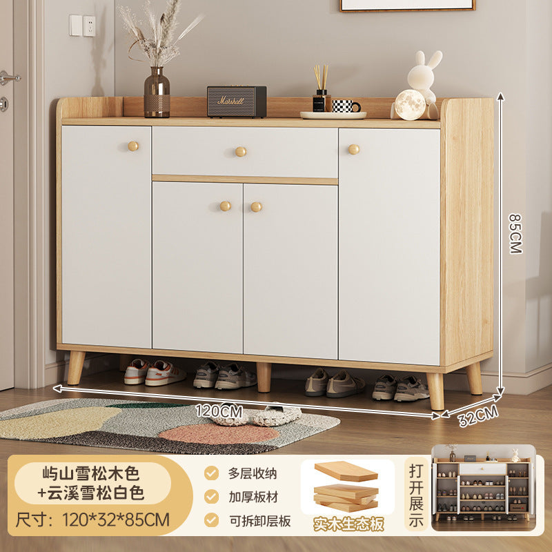 Solid wood shoe cabinet, indoor entrance to the home entrance, simple wall locker, shoe rack, log wind