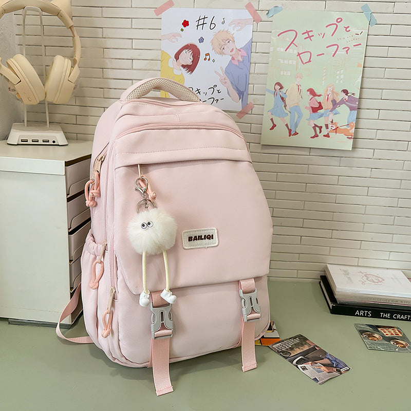 Simple solid color lightweight durable student backpack - available in small, medium, and large sizes - perfect for elementary, middle, high school, and university students