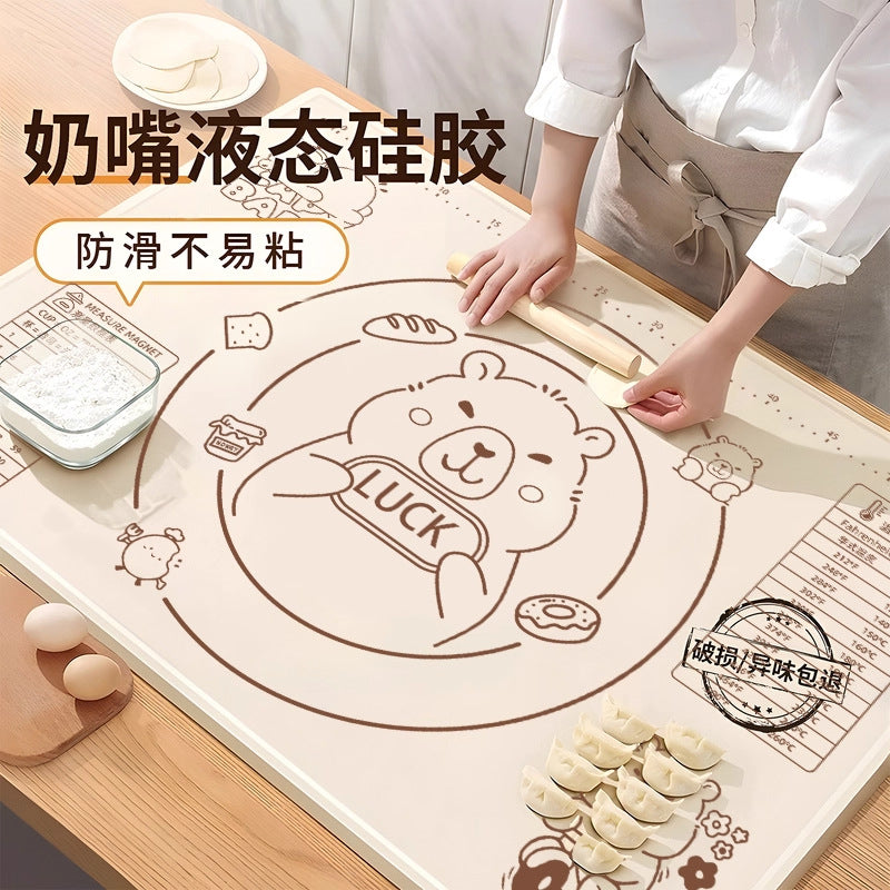 Silicone kneading mat - thickened, food-grade, non-slip, extra-large cutting board for home baking and dough rolling