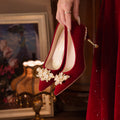 Xiuhe wedding shoes for women, red stiletto heels, non-tiring bridal shoes, 2024 new style chinoiserie pointed toe wedding toast shoes
