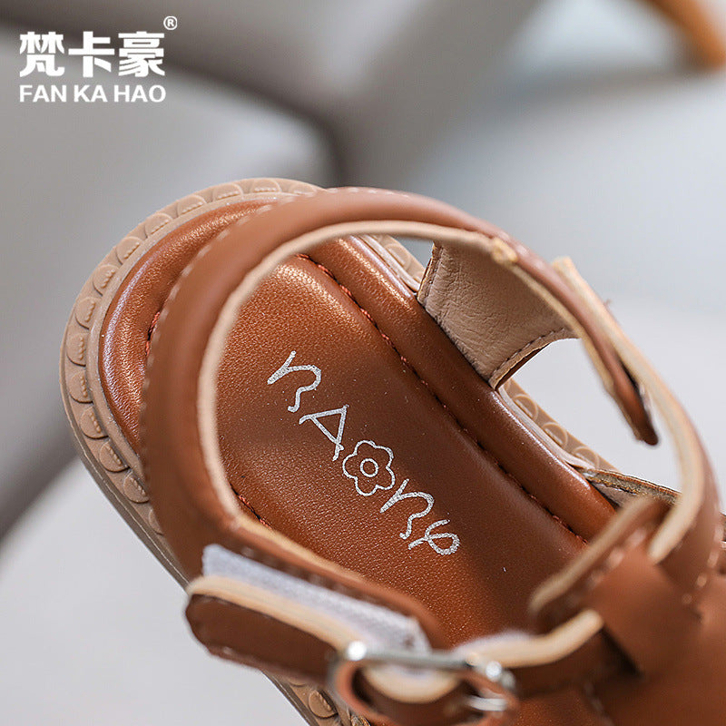 Vancahao kids baotou sandals  summernew arrivalchildren's casual beach shoes girlcut out sandals