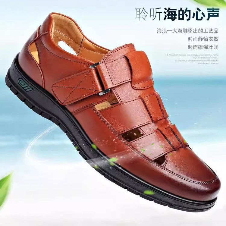 Summer hollow-out sandals for men, casual breathable soft sole, soft upper clogs, middle-aged and elderly dad shoes, wholesale and dropshipping available