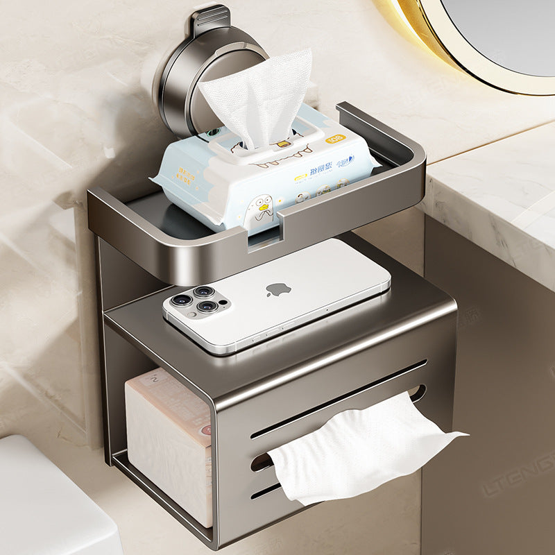 Household toilet suction cup toilet paper rack bathroom toilet tissue box non-punching wall hanging toilet paper storage box