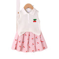 Kids clothing cross-border  fashion children's clothing new arrival kids white vest pink skirt