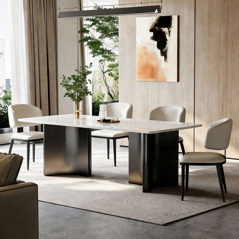 Kali ice jade thickened full support natural marble dining table rectangular italian normcoreaccessible luxury style grid dining table
