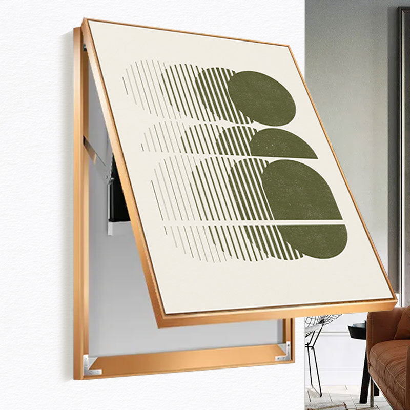 Nordic abstract line meter box decorative painting vertical plate can be pushed and pulled to block the distribution box hanging painting green small fresh