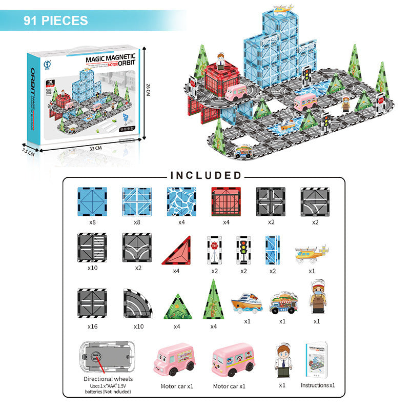 Kids educational diy painted diamond pattern magnetic track building blocks baby puzzle puzzle magnetic sheet square castle toy