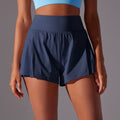 New cloud-feel solid color mesh double-layer base layer yoga pants - breathable, quick-drying athletic tennis shorts for running and fitness