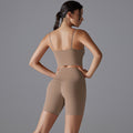 Naked feel high-waisted butt-lifting compression shorts & open-back sports bra set - women's breathable, quick-dry running, fitness & yoga apparel
