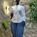 European and american cross-border women's fashion:  summer new arrivals - elegant, commuter-style, designer, slim-fit long sleeve blouse