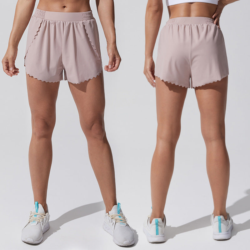 Fashion cross-border high waistslimming look yoga shorts elastic tight running loose pants tummy control cycling pants fitness shorts