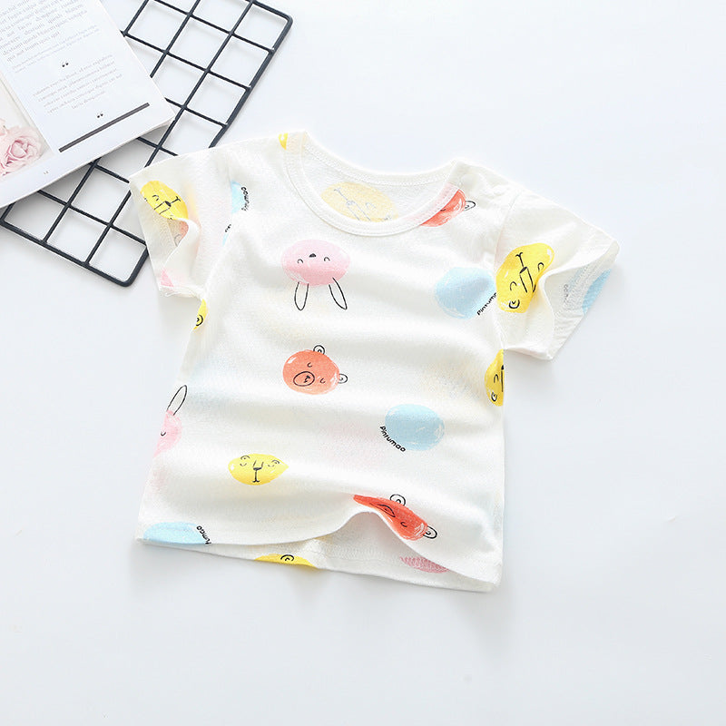 Baby short-sleeve t-shirt, summer infant top, 100% cotton, 0-4 years old, toddler summer outfit, boys' and girls' short-sleeve undershirt, trendy style