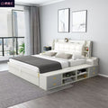 Pneumatic high box storage bed for home master bedroom small apartment storage panel modern casual double bed
