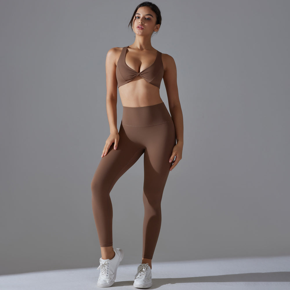New high-waisted, butt-lifting, body-hugging, barely-there yoga outfit with sexy push-up bra sports bra set for running and fitness