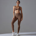 New high-waisted, butt-lifting, body-hugging, barely-there yoga outfit with sexy push-up bra sports bra set for running and fitness