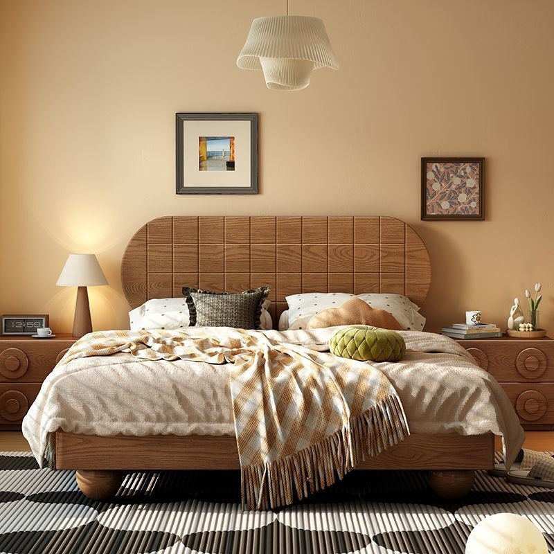 French antique style retro wooden bed 1.8 double bed master bedroom small apartment wedding bed modern simple 1.5 b&b