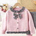 Girls' knitted cardigan and leggings set - new  spring/autumn collection - plaid bowknot cardigan sweater with scrunch socks
