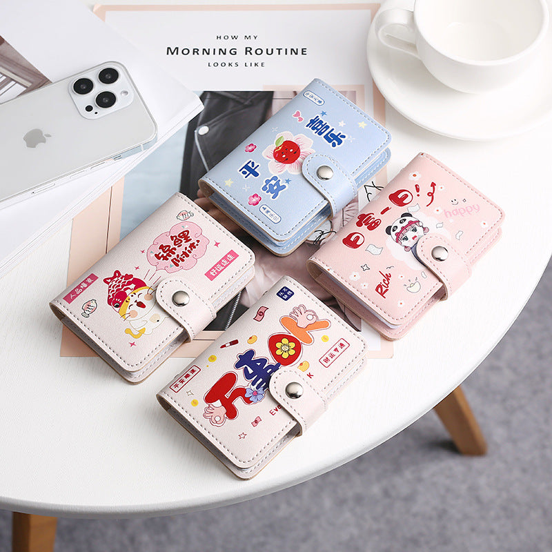 Ping An Joy Cartoon Card Bag Female Anti-Degaussing Multi-Card Position Large Capacity Driver's License Protective Case Male Bank Card Clip Leather Case