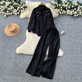 Light mature style two-piece set women's  autumn wear elegantcasuallooseasymmetricallong sleevesshirthigh waistloose pants