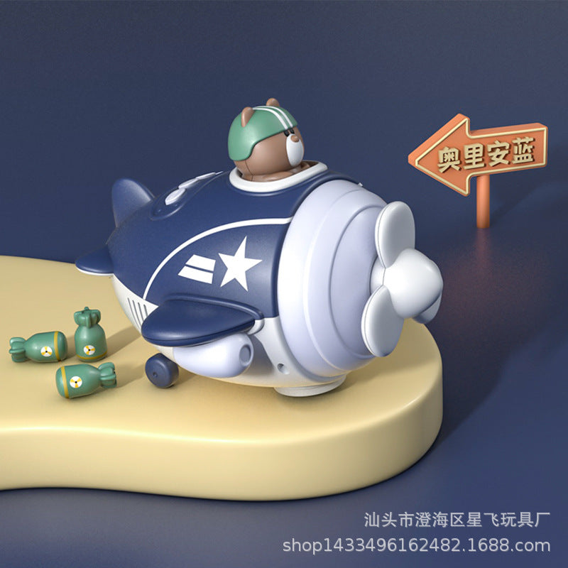 Cross-border bomb-throwing aircraft toys children's universal toys electric cars music lighting fun puzzle cartoon play war