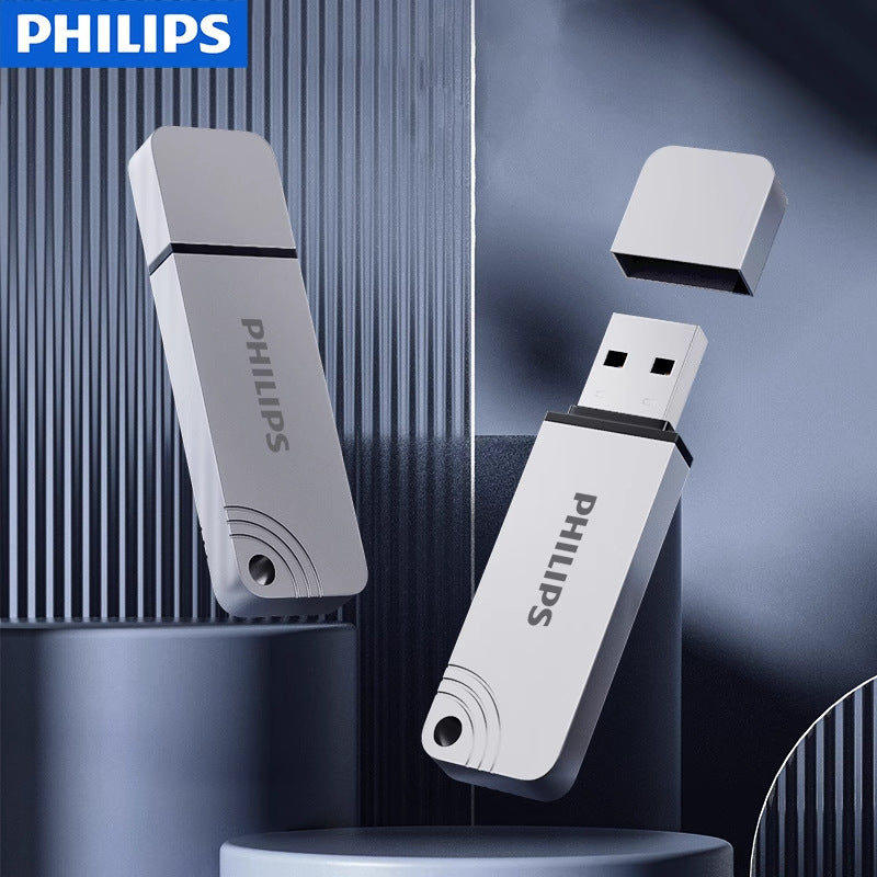 Philips USB flash drive genuine large-capacity metal USB3.2 high-speed waterproof computer office car USB flash drive with gift box
