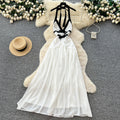 French seaside vacation elegant long skirt pure lust sexy sexy backless evening dress v neckhalter suspender dress
