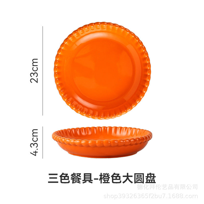 Insfrench creative pearl edge bowl, plate and dish tableware combination restaurant for home dessert oatmeal rice bowl suit