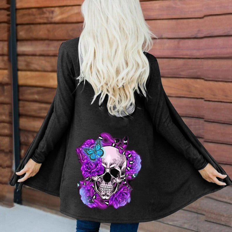 2025wish halloween skull print cardigan long sleeves outweartopsin stockfashion style loose type
