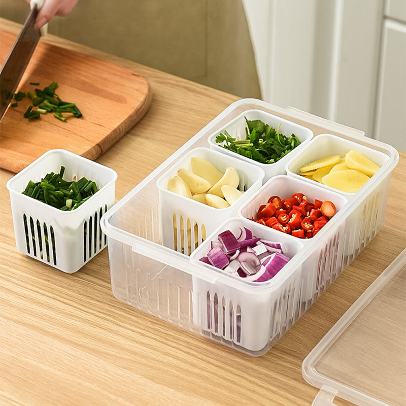Scallion storage box for home onion ginger garlic crisper wholesale kitchen refrigerator fruit food crisper drain box