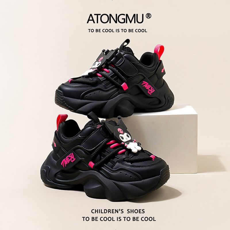 Astro boy dirt-resistant girls' shoes,  new spring collection, black kids' sneakers, breathable girls' chunky sneakers, soft sole