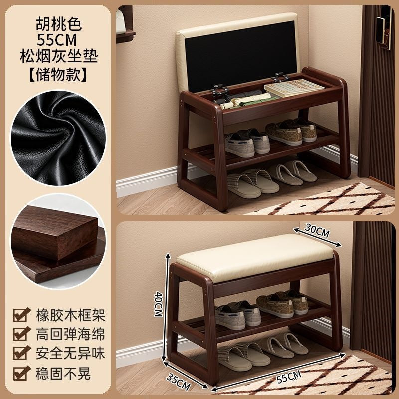 Solid wood entrance door shoe changing stool accessible luxuryclassy sense shoe cabinet stool all-in-onefor home can sit storage bench bench