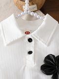 cross-border girls' fashion set: european & american style floral solid color top + a-line pu leather skirt with bow detail