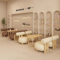 Cream style single sofa chair fabric balcony casual chair negotiation area sofa table and chair combination movable solid wood