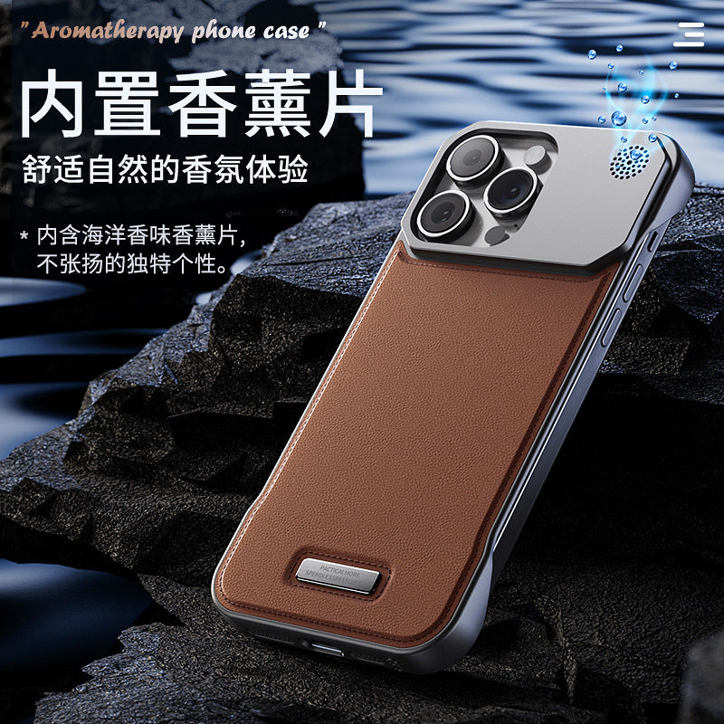 Iphone 16 leather magnetic aroma diffuser case, compatible with iphone 17 pro, iphone 15 charging, iphone 14 protective cover, iphone 17 air
